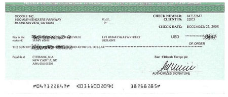 Чек Adsense в Украине